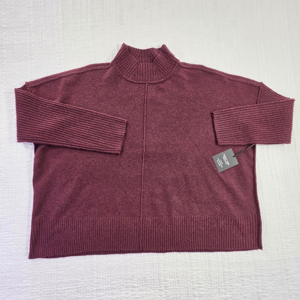 NWT Simply Vera Vera Wang Cashmere Blend Mock Neck Sweater XL Port Royale Purple